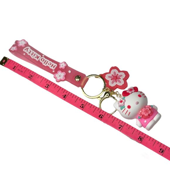 NEW Hello Kitty Figure WRISTBAND KEYCHAIN Key Clip Purse Fob Hawaii Flower Charm - Picture 8 of 12